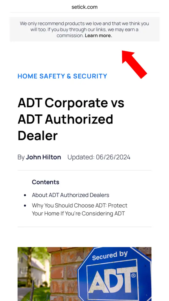 Safe Haven Security Tips reveals home security affiliate marketing disclosures adt authorized dealers near me